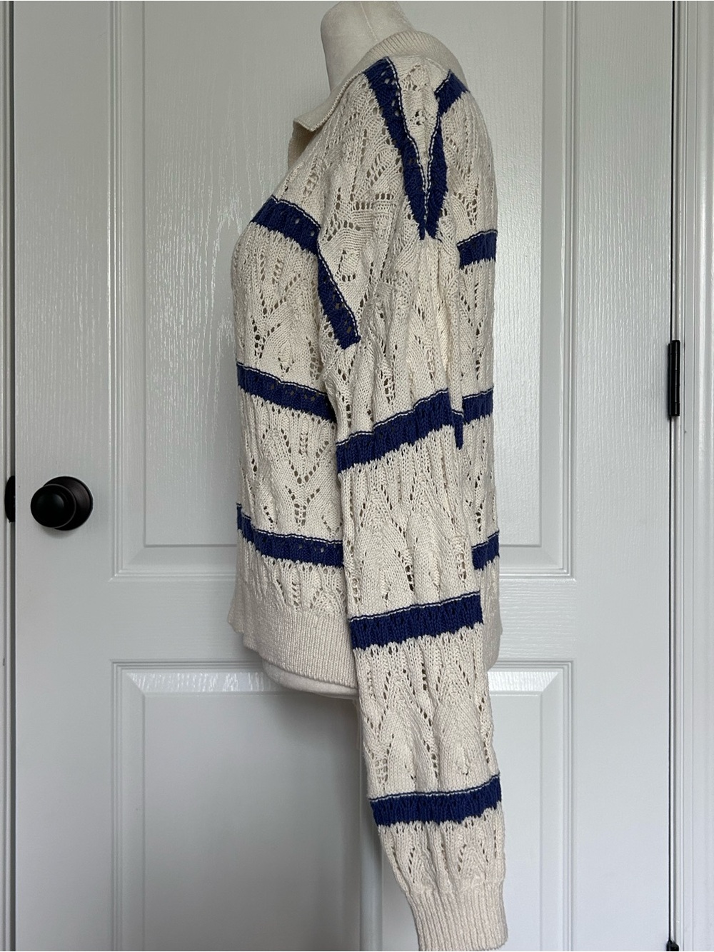 Cream Airy Open-Knit Lightweight Sweater Coastal Cottagecore Beachy Medium - Picture 6 of 14